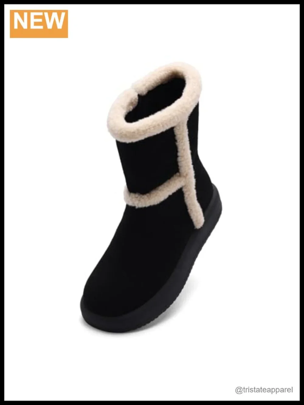 Women's Mid-Calf Snow Boots Fur Lined Pull-On Suede Water Repellent Winter Shoes